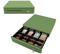 OLYMPIA M 405 Vert | Tiroir caisse avec 8 compartiments pour pièces et 4 compartiments à billets | Tiroir-caisse robuste en métal | Caisse enregistrable à commande électrique avec serrure et