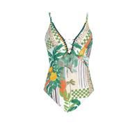 OLYMPIA Maillot de bain taupe / vert / orange / blanc, Taille XS