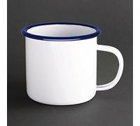Olympia Mug en acier émaillé GM516 – 350 ml – Lot de 6, blanc/bleu