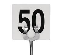 Olympia Numéros de table 1-50, 95(H) x 105(W)mm, plastique durable facile à nettoyer, double face, à utiliser avec des supports de numéros de table, quantité par paquet : 50, GB629