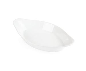 Olympia - Plat ovale à oreilles Olympia Whiteware 26 cm, lot de 6 - Plat de cuisson blanc en porcelaine, assiette de service, compatible four, micro-ondes, lave-vaisselle et congélateur W440