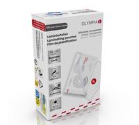 OLYMPIA Pochettes de Plastification pour Cartes de Visite 125 Microns - Lot de 100 - Film à Chaud Transparent Haute Clarté - Ultra Résistant - Compatible Toutes Plastifieuses