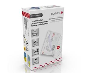 OLYMPIA Pochettes de Plastification pour Cartes de Visite 125 Microns - Lot de 100 - Film à Chaud Transparent Haute Clarté - Ultra Résistant - Compatible Toutes Plastifieuses