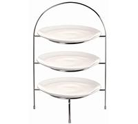 Olympia Présentoir pour 3 assiettes maxi 21cm, Support à 3 niveaux pour assiettes jusqu'à 21 cm/8,25 pouces, Chrome, Taille : 380(H)mm x 240(L) x 205(P)mm, Anneau d'assiette 15,5 cm, CL571
