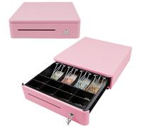 OLYMPIA S 330 Bonbon Rose | Tiroir caisse avec 8 compartiments pour pièces et 4 compartiments à billets | Tiroir-caisse robuste en métal | Caisse enregistrable à commande électrique avec serrure et