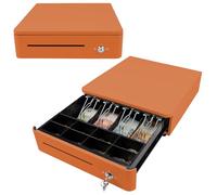 OLYMPIA S 330 Orange - Tiroir caisse avec 8 compartiments pour pièces et 4 compartiments à billets - Tiroir-caisse robuste en métal massif - Caisse enregistrable à commande électrique avec serrure et