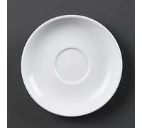 Olympia Soucoupe à espresso Whiteware 85ml (Lot de 12), blanches, compatibles avec la tasse CB464, porcelaine entièrement vitrifiée, Passe au four, au micro ondes, Certifié BS4034, CB465