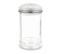 Olympia Saupoudreuse à sucre 140×70 mm – multi-trous 4 mm, acier inoxydable et récipient en verre