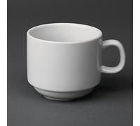 Olympia Tasse à thé empilable Whiteware 200 ml (lot de 12), en porcelaine blanche, équipement de restauration, résistantes aux éclats, compatibles avec la soucoupe CB468, passent au micro ondes, CB467