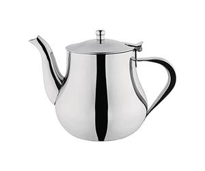 Olympia Théière marocaine en acier inoxydable 1 litre, finition miroir hautement polie, poignée résistante à la chaleur, couvercle à charnière, bec anti-goutte, usage professionnel et domestique, M982