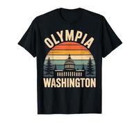 Olympia Washington Souvenir de Voyage rétro Coucher de Soleil T-Shirt