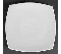 Olympia Whiteware Assiette carrée arrondie 27 cm (Lot de 6), porcelaine blanche, Passe au four/micro-ondes/lave-vaisselle/congélateur, Garantie à vie contre les ébréchures, certifié BS4034, CB493