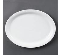 Olympia Whiteware Assiette / plat ovale 295mm (lot de 6), Porcelaine blanche, Résistant au four/micro-ondes/lave-vaisselle/congélateur, Garantie à vie contre les ébréchures, Certifié BS4034, CB484