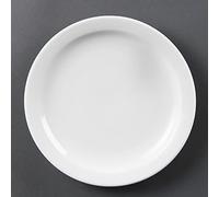 Olympia Whiteware Assiettes à bord étroit 202 mm (lot de 12), Porcelaine blanche, Passe au four/micro-ondes/lave-vaisselle/congélateur, Garantie à vie contre les ébréchures, Certifié BS4034, CB488