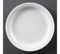 Olympia Whiteware Assiettes de Service à Rebord Étroit en Porcelaine Blanche 150mm - Vaisselle Entièrement Vitrifiée - Paquet de 12