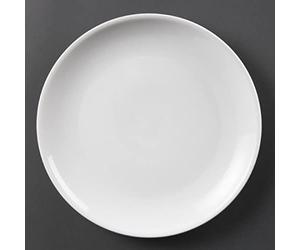 Olympia Whiteware Assiettes de Service Coupe en Porcelaine Blanche 280mm - Vaisselle Entièrement Vitrifiée - Paquet de 6