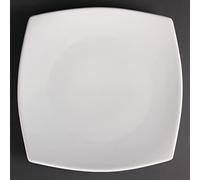 Olympia Whiteware Lot de 6 assiettes de service carrées arrondies en porcelaine 305 mm