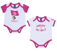 OLYMPIQUE DE MARSEILLE 2 x Body Bavoir bébé Fille Om - Collection Officielle