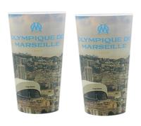 OLYMPIQUE DE MARSEILLE 2 x Verre gobelet éco cup 600 ml OM - Collection officielle Fabriqué en France