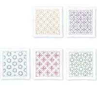 Olympus Hitomezashi Sashiko paquet à broder "Dessous de verre blanc 5pcs avec fil fin Sashiko", tissu imprimé, 10x10cm, original du Japon