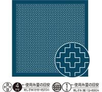 Olympus Hitomezashi Sashiko Sampler (seulement tissu) "Hana Fukin (Navy) fleurs de kaki", tissu imprimé, 33x33cm, original du Japon