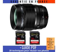 Olympus M.Zuiko Digital ED 45mm f/1.2 PRO + 2 SanDisk 32GB UHS-II 300 MB/s + Guide PDF MCZ DIRECT '20 TECHNIQUES POUR RÉUSSIR VOS PHOTOS