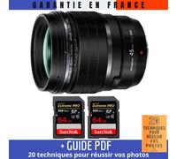Olympus M.Zuiko Digital ED 45mm f/1.2 PRO + 2 SanDisk 64GB UHS-II 300 MB/s + Guide PDF MCZ DIRECT '20 TECHNIQUES POUR RÉUSSIR VOS PHOTOS