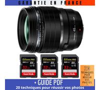 Olympus M.Zuiko Digital ED 45mm f/1.2 PRO + 3 SanDisk 32GB UHS-II 300 MB/s + Guide PDF MCZ DIRECT '20 TECHNIQUES POUR RÉUSSIR VOS PHOTOS