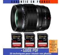 Olympus M.Zuiko Digital ED 45mm f/1.2 PRO + 3 SanDisk 64GB UHS-II 300 MB/s + Guide PDF MCZ DIRECT '20 TECHNIQUES POUR RÉUSSIR VOS PHOTOS
