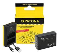 Olympus OM-1 - Batterie et chargeur USB-C avec affichage LCD - Compatible avec la batterie Olympus BLX-1 (2250 mAh) - Batterie avec capteur NTC et boîtier V1 (ignifuge)