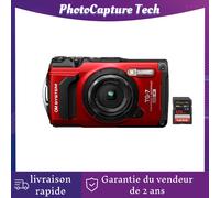 Olympus OM System Tough TG-7 compact 12 mpix rouge + SanDisk Extreme PRO UHS-I 128 Go