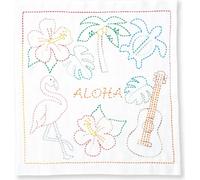 Olympus Sashiko paquet à broder "Hana Fukin World Walker Serie Aloha", tissu imprimé, 34x34cm, original du Japon