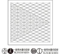 Olympus Sashiko Sampler (tissu uniquement) "Hana Fukin (Blanc) Tasuki Nagomi Series", Tissu imprimé, 34x34cm, Fabriqué au Japon