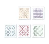 olympus Thread Hitomezashi Sashiko Lot de 5 dessous de verre blancs imprimés avec fin fil Sashiko