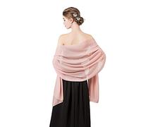 olyrjie Foulards en mousseline de soie douce pour robes de soirée, châles de mariage, écharpes de mariée pour femme, rose poudré, taille unique