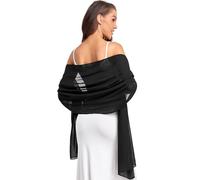 olyrjie Foulards en mousseline de soie douce pour robes de soirée, châles de mariage, écharpes de mariée pour femme, noir, taille unique