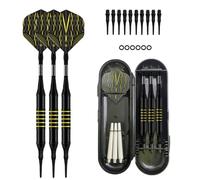 OLYSPM Jeu de Fléchettes,Flechette Pointe Plastique,3 Fléchettes avec 3 Tiges de Remplacement,10 Pointes de Remplacement,6 Joints Toriques,1 Étui à fléchettes pour Débutants et Professionnels