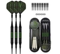 OLYSPM Jeu de Fléchettes,Flechette Pointe Plastique,3 Fléchettes avec 3 Tiges de Remplacement,10 Pointes de Remplacement,6 Joints Toriques,1 Étui à fléchettes pour Débutants et Professionnels