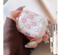 Olytop Coque Transparente pour Airpods Pro 2e/1ère génération, Coque de Protection en TPU Souple pour Airpods Pro 2e génération, Fille et Femme avec Porte-clés Floral pour iPod Pro 2/1 Gen