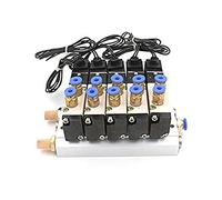 OLZXKUCEB Électrovanne pneumatique DC 12V 24V 5 4V110-06 4mm 6mm 8mm 10mm 12mm, Ensemble de Base à raccord Rapide AC 110v 220v 4V110 06 1 pièce(6mm Fittings,AC220V)