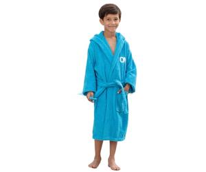 Om 1899 Peignoir Enfant | 100% Coton | Oeko-TEX | Taille 6/8 Ans | Brodé Garçon | Bleu