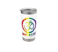 OM Bouclier LGBTQ Drapeau arc-en-ciel Namaste Chakra Zen Yoga Gay Pride Gobelet isotherme en acier inoxydable double paroi