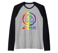 Om Bouclier LGBTQ Drapeau Arc-en-Ciel Namaste Chakra Zen Yoga Gay Pride Manche Raglan