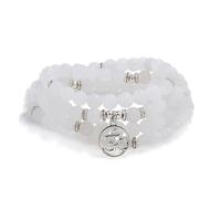 Om Mala Perles 108 Méditation Mantra Collier Bracelet pour Hommes ou Femmes Prière (Jade blanc (White Jade))