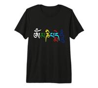 Om Mani Padme Hum Mantra Bouddhiste Tibétain Couleur Compassion T-Shirt Haut de Gamme