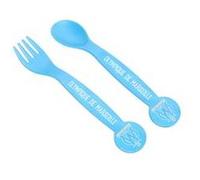 OM OLYMPIQUE DE MARSEILLE - Lot de 2 couverts (cuillère et fourchette) Bleu G