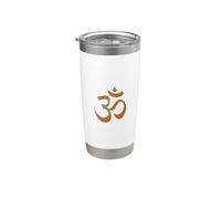 Om Print Yoga Marron Délavé Ohm Mantra Symbole Sanskrit Aum Gobelet isotherme en acier inoxydable double paroi