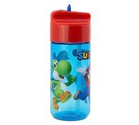 OM SUPPLIES Gourde réutilisable en Tritan pour enfants avec personnages de Super Mario - 430 ml - Vacances, rentrée scolaire - Sans BPA (Mario)