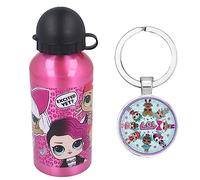 OM SUPPLIES LOL Bouteille de sport en aluminium avec personnages 400 ml - Vacances, rentrée scolaire, eau potable pour enfants, déjeuner, enfants avec porte-clés LOL
