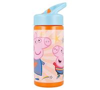 OM SUPPLIES Peppa George Bouteille d'eau réutilisable avec poignée intégrée pour un transport facile à l'école, le déjeuner des enfants, 410 ml (Peppa)